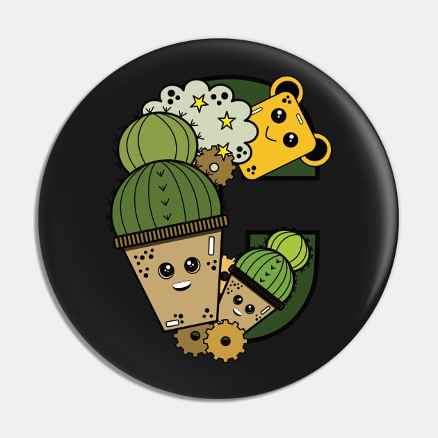 Cute kawai Cactus doodler Pin by PlusAdore