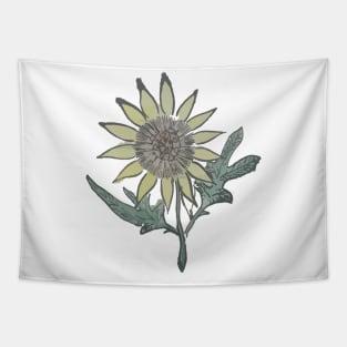 Sunflower Flower Retro Vintage 60s Drawing Tapestry