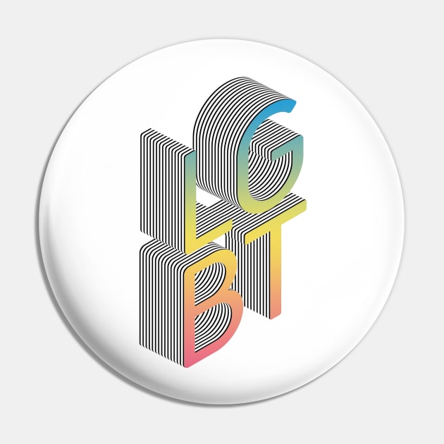 LGBT 70s Retro Style 3D Rainbow Block Design Pin by DankFutura