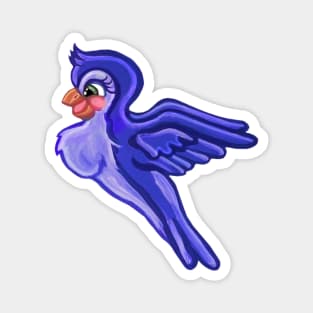 Flying Indigo Cartoon Bird Magnet