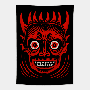 Lino Cut Devil Tapestry