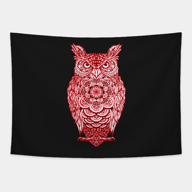 Red Owl, Fun Bird Graphic For Owl Lovers Tapestry by Atteestude