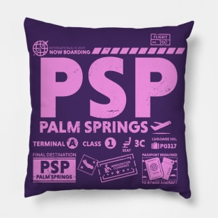 Vintage Palm Springs PSP Airport Code Travel Day Retro Travel Tag California Pillow