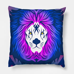 Lion in 80's blue Pillow