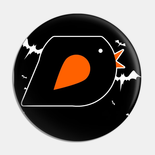 Happy Halloween - Black and Orange Bird Pin by saradaboru