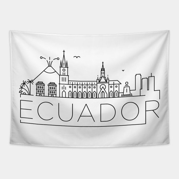 Ecuador Minimal Skyline Tapestry by kursatunsal