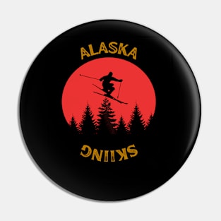 Alaska skiing Pin