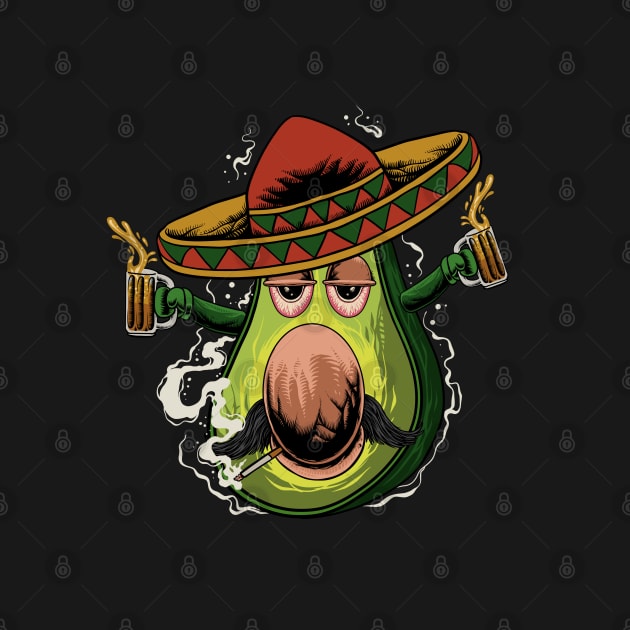 Drunk Avocado - Funny Cinco De Mayo by BDAZ