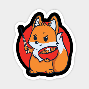 Fox Eating Ramen Magnet