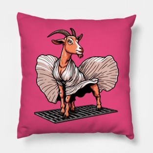 Goat Elegance – The Iconic Fluttering Dress Illustration Pillow