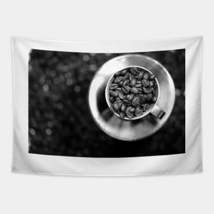 Coffee beans with black and white Tapestry