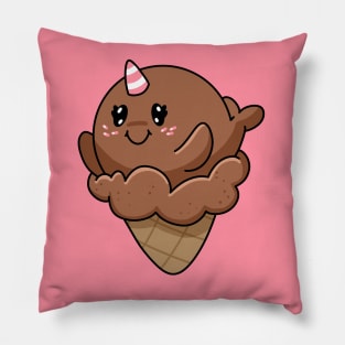 Ice Cream Narwhal: Chocolate Flavor Pillow