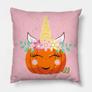 Halloween Pumpkin Glitter Unicorn Pillow