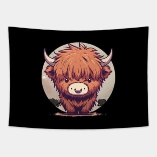 Kawaii Scottish Hairy Highland Cow Tapestry