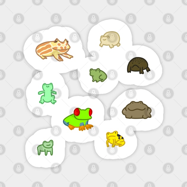 Family Of Frogs Sticker Pack Magnet by casserolestan