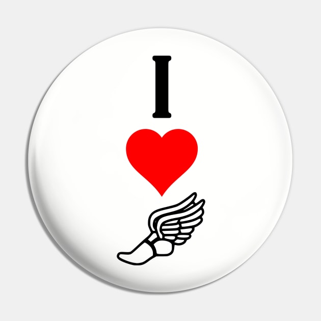 I Love / Heart Track and Field Winged Foot Runner's Pin by Sports Stars ⭐⭐⭐⭐⭐