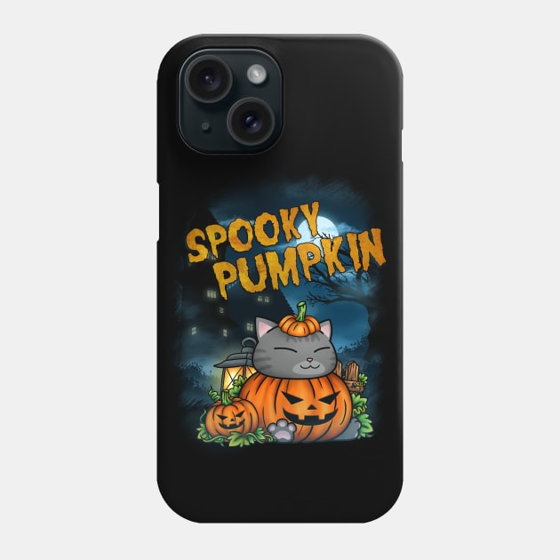 Halloween Pumpkin Cat Phone Case by Takeda_Art