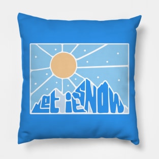 Vintage Let It Snow Mountain Landscape // Mountain Hiking Winter Pillow