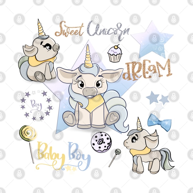 Unicorn birthday party, sweet unicorns, baby boy unicorn, sweet dreams by PrimeStore