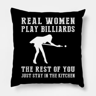 Rack 'Em Up and Laugh Out Loud! Real Women Play Billiard Tee - Embrace Fun with this Hilarious T-Shirt Hoodie! Pillow