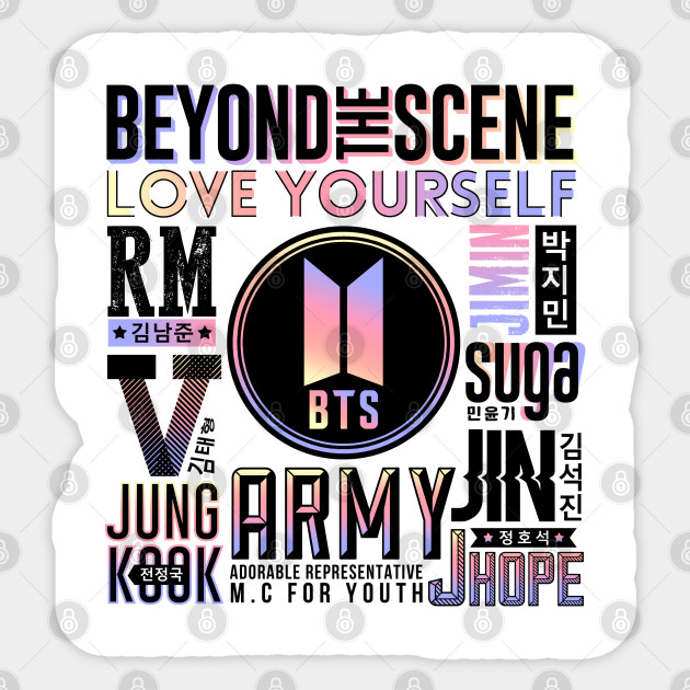 Bts Font Collage 2 Bts Pegatina Teepublic Mx,Blackpink How You Like That Album Pictures