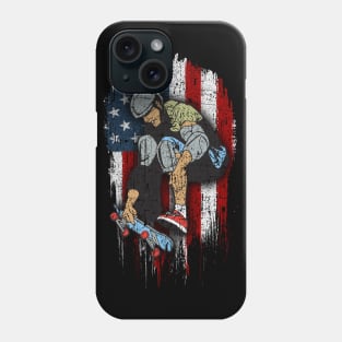 Skateboarder American Flag Skateboard Phone Case