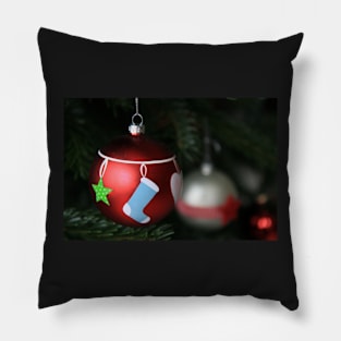 Christmas bauble with boots and star, red Pillow