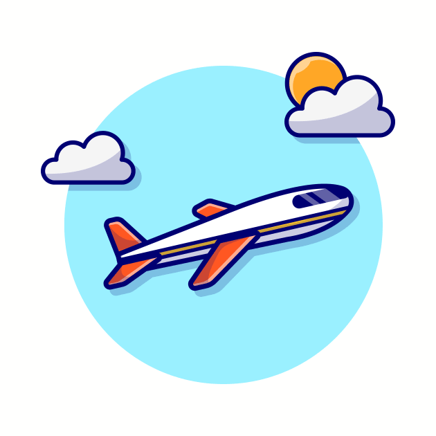 Plane Cartoon Vector Icon Illustration by Catalyst Labs