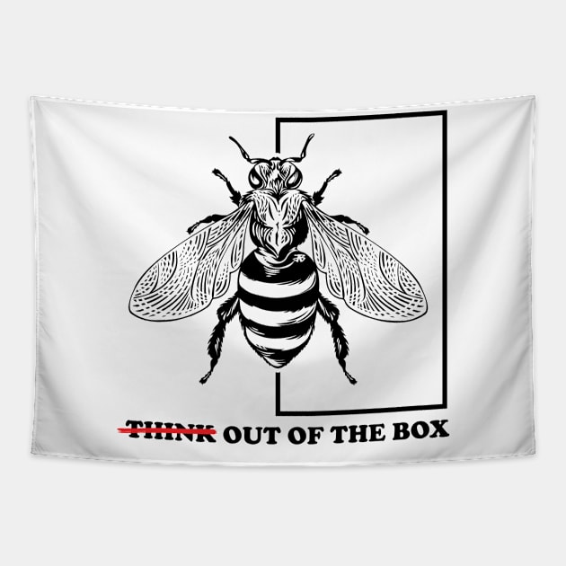 Be Out of The Box Funny Motivational Quote Tapestry by EddieBalevo