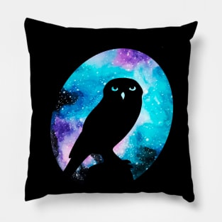 Galaxy Owl Silhouette Pillow