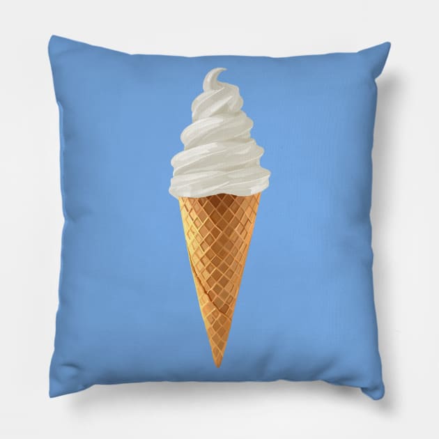 Soft Serve Vanilla Ice Cream Cone Pillow by Art by Deborah Camp