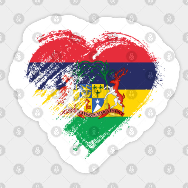 Grungy I Love Mauritius Heart Flag Mauritius Sticker Teepublic