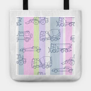 Vehicles pink purple pale green pastel colors Tote