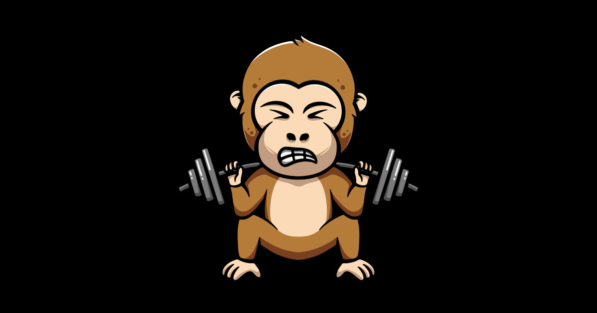 Cute Monkey Workout - Cute Animal Design - Sticker | TeePublic