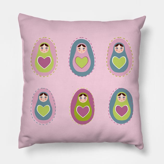 Russian dolls matryoshka (8) Pillow by EkaterinaP