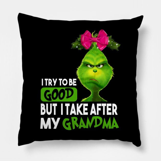 Funny Grinch Christmas Grinch Funny Gift Grinchmas Grinch Lovers Pillow by Archer Expressionism Style