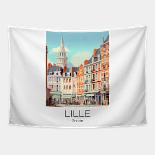 A Vintage Travel Illustration of Lille - France Tapestry