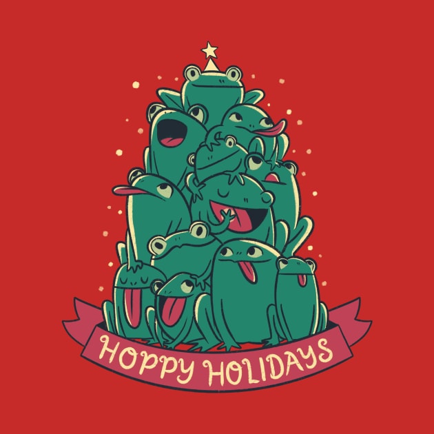 Funny Animal Christmas - Hoppy Holidays Frogs by aaronsartroom