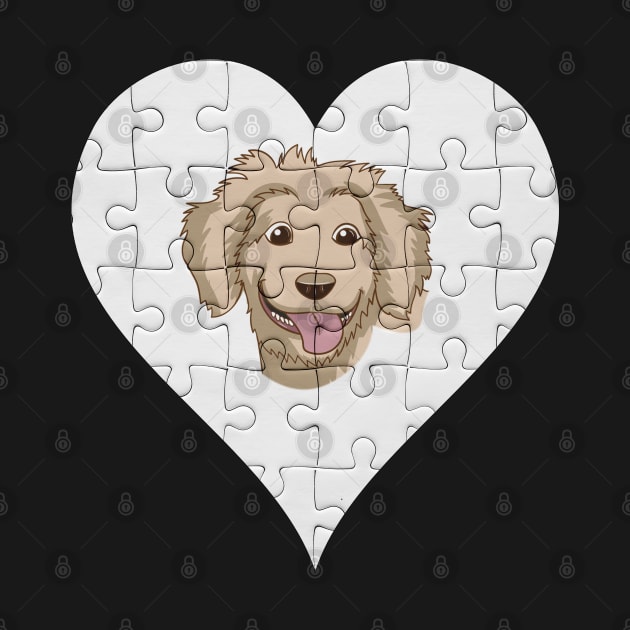 Goldendoodle Heart Jigsaw Pieces Design - Gift for Goldendoodle Lovers by HarrietsDogGifts