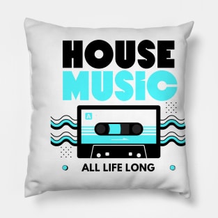 HOUSE MUSIC  - Cassette (Blue/Black) Pillow