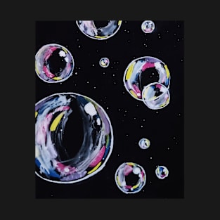 Watercolor painting of Bubbles on black background T-Shirt