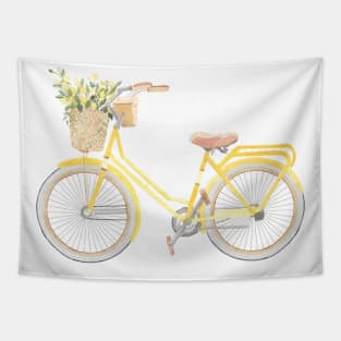 Yellow Bicycle Watercolour Painting Tapestry