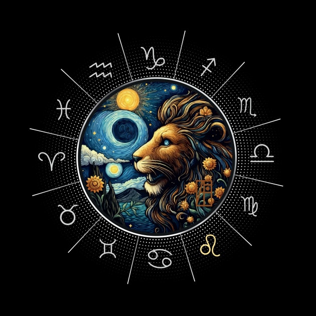 ZODIAC Leo - Astrological LEO - LEO - ZODIAC sign - Van Gogh style - 11 by ArtProjectShop