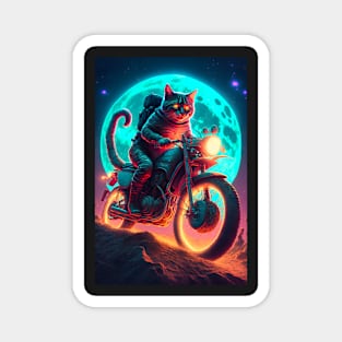 Cyber Cat Riding Dirt Bike Magnet