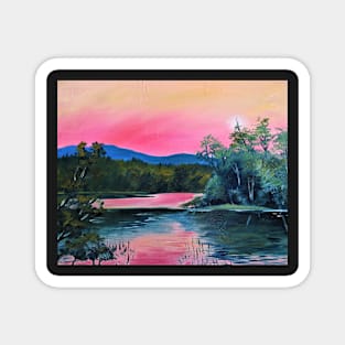 Moonlight Lake Oil Painting Magnet