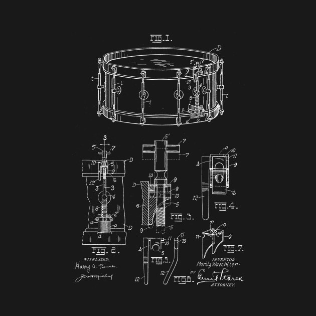 Snare Drum Muffler Vintage Patent Drawing by TheYoungDesigns