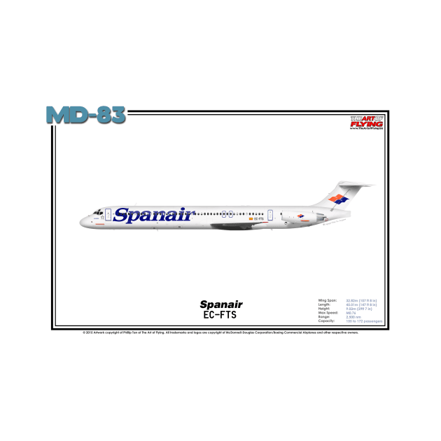 McDonnell Douglas MD-83 - Spanair (Art Print) by TheArtofFlying