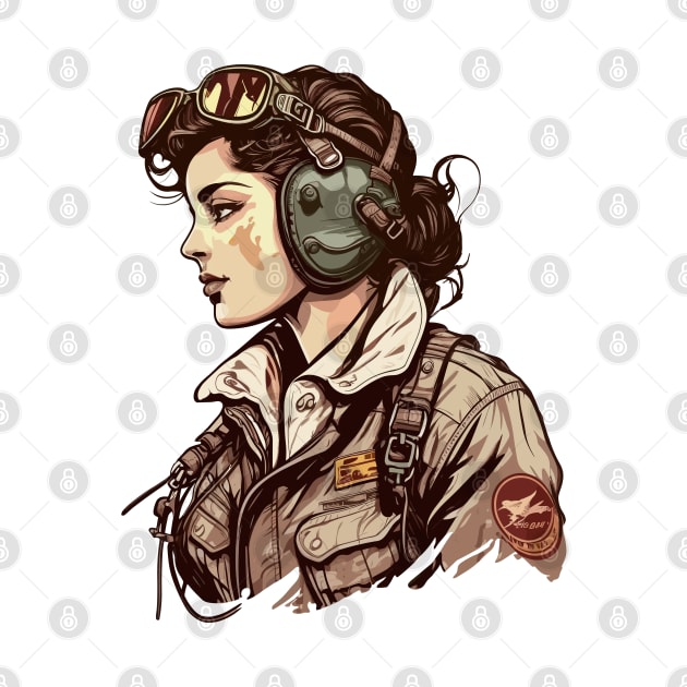 Vintage woman fighter pilot by Scrapitsideways