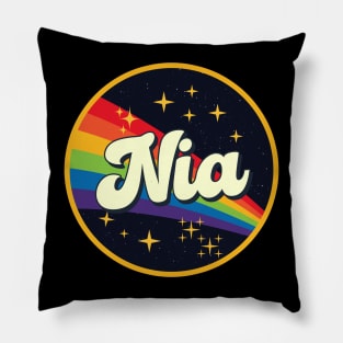 Nia // Rainbow In Space Vintage Style Pillow