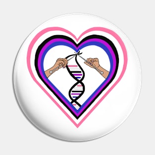 Genderfluid Pride Flag Knitted DNA Heart Pin